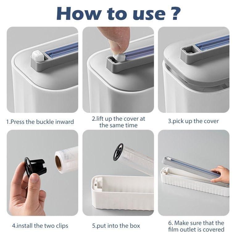 Magnetic Food Wrap Foil Portable Plastic Wrap Dispenser with Sliding Cutter